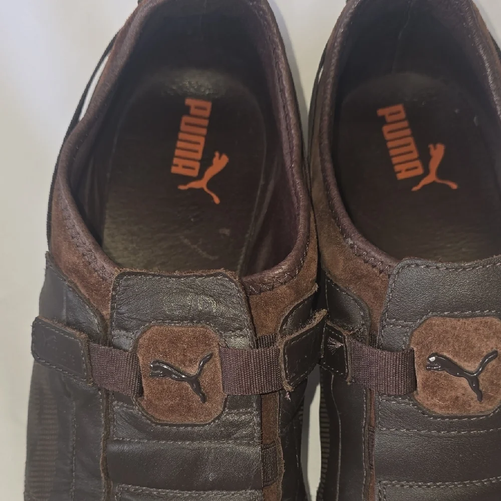 Puma Vedano V Driving Motorsport Y2K Brown Leather, Size Men's 11 - Picture 2 of 9